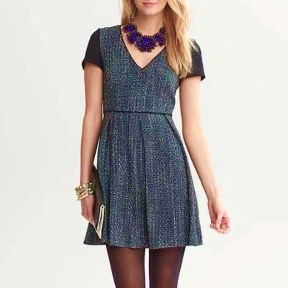 Elegant Navy Tweed Dress - Like New